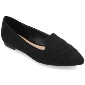 Journee Collection Womens Black Pointed Toe‎ Slip On Loafer Flats Shoes